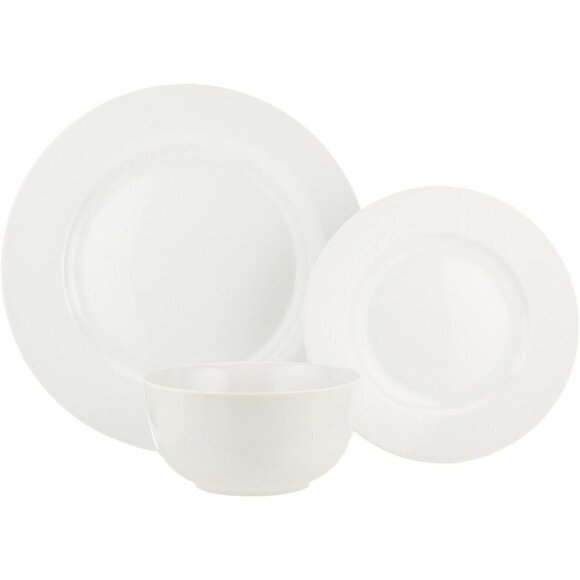 18-Piece White Porcelain Solid Dinnerware Set Dishes Bowls Service for  6 - Picture 5 of 9